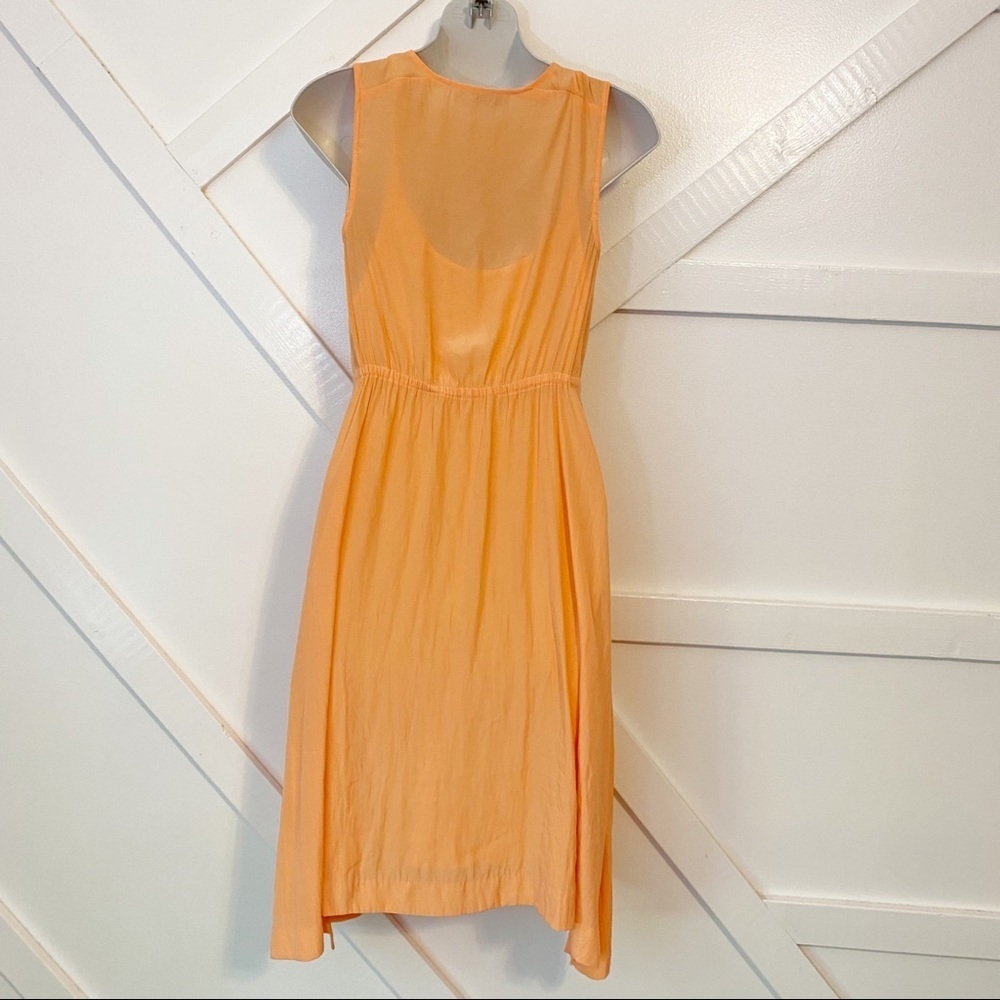 Calypso St. Barth Pleated Faux Wrap V-neck Lined Mini Dress Orange Sz XS - Picture 4 of 7